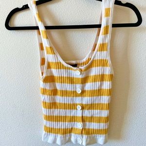 Yellow striped button-up tank top